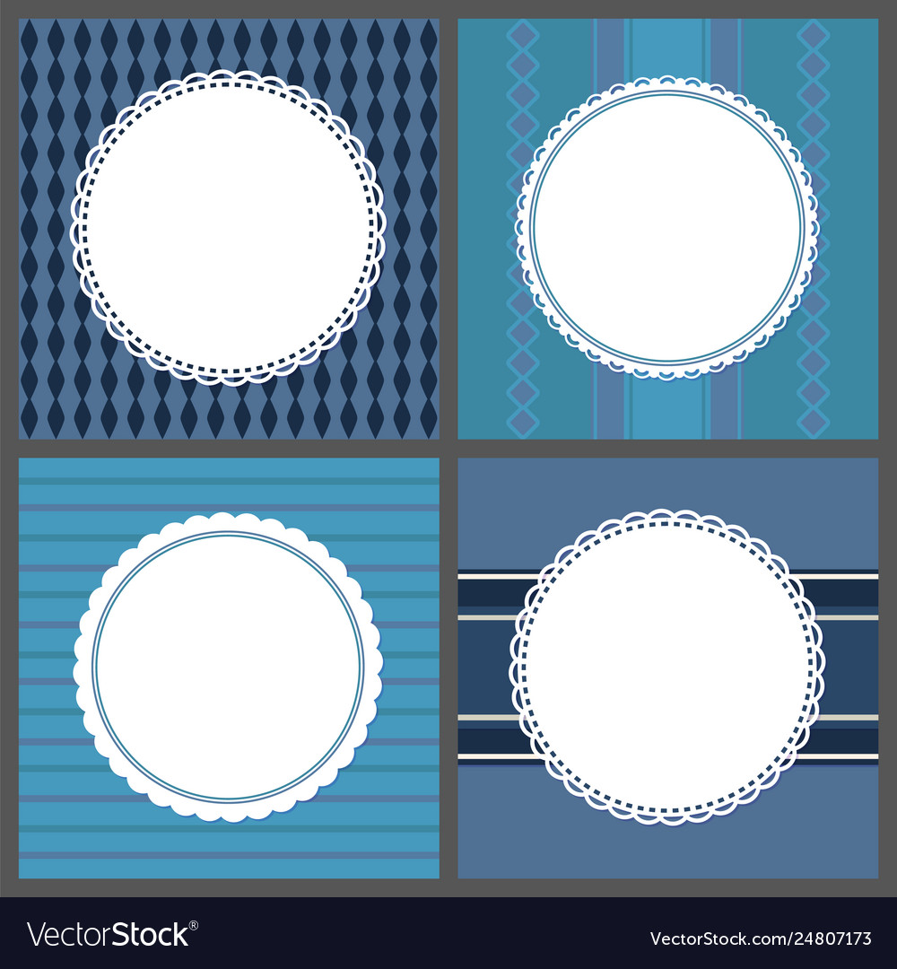 Retro ornamental round frames isolated on blue