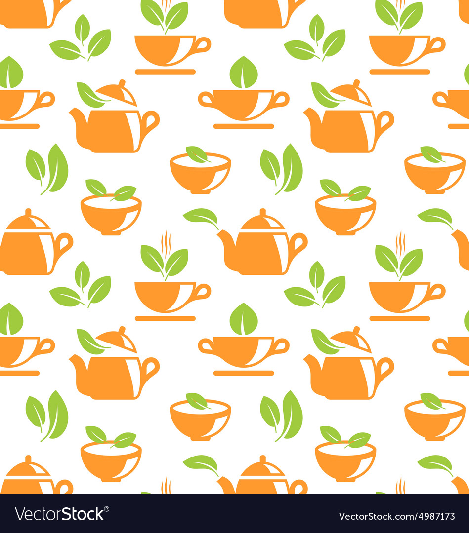 Seamless pattern with teapots and teacups
