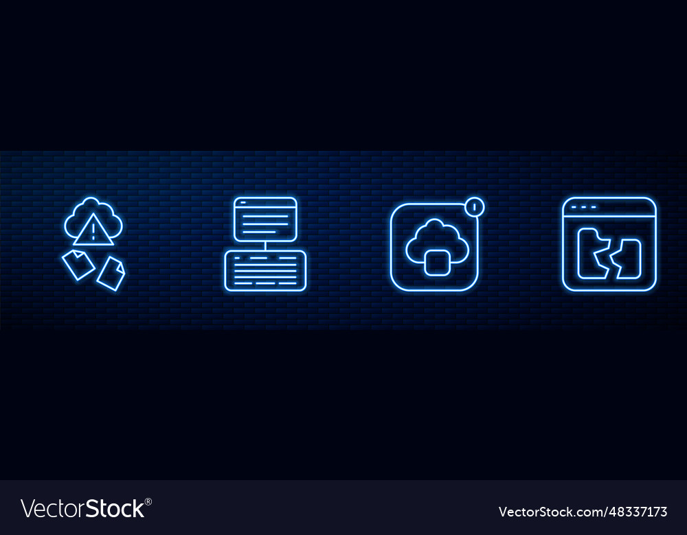 Set line cloud technology data transfer hacking vector image Set line cloud technology data transfer hacking
