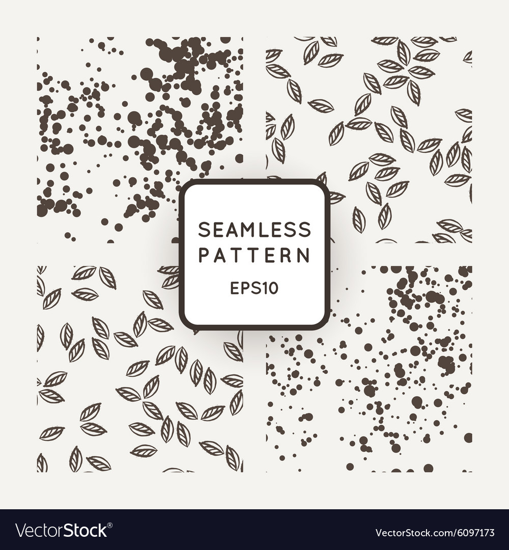 Set of seamless patterns with leaves flying