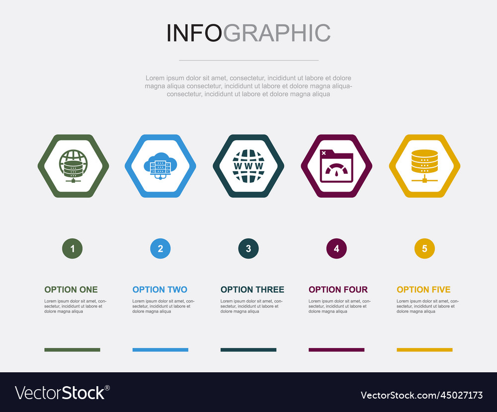 Web hosting icons infographic design template