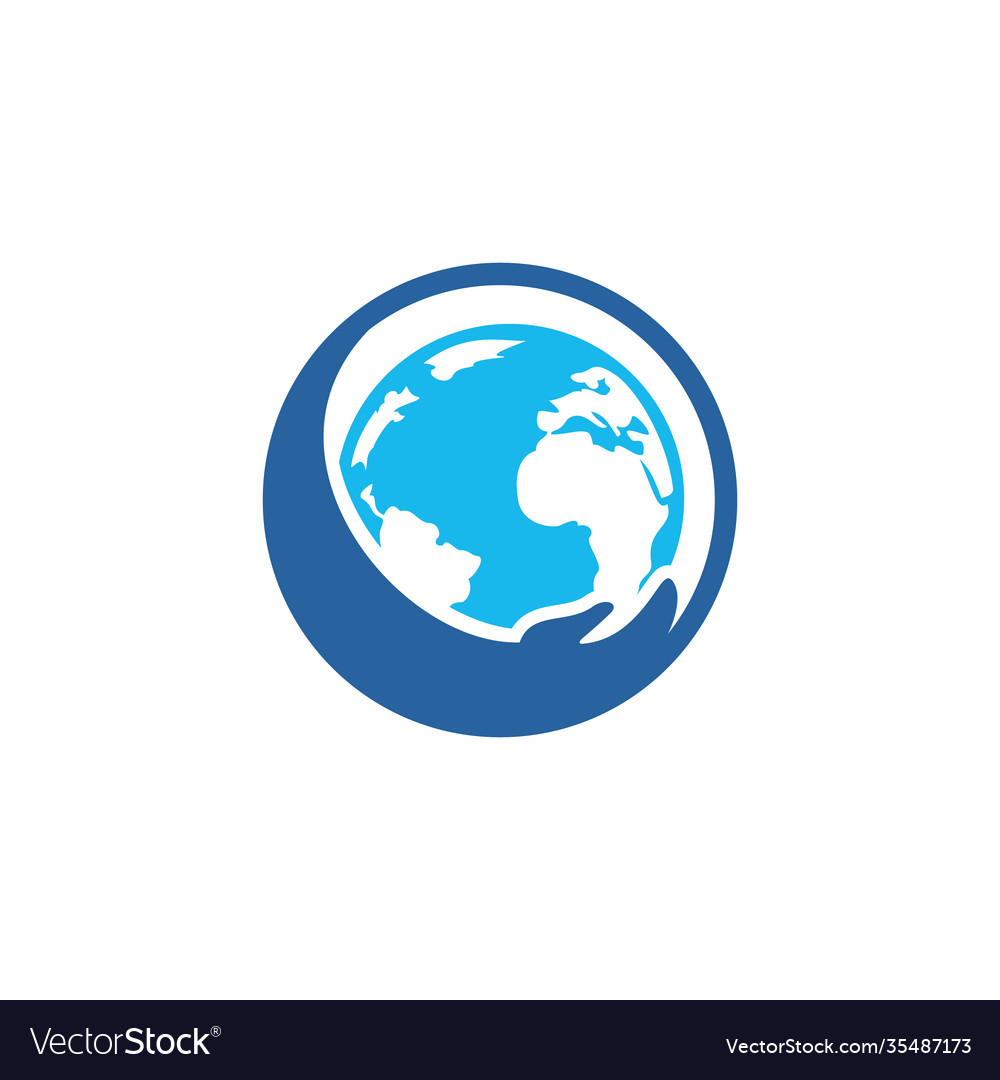 World hand icon and care logo concept Royalty Free Vector