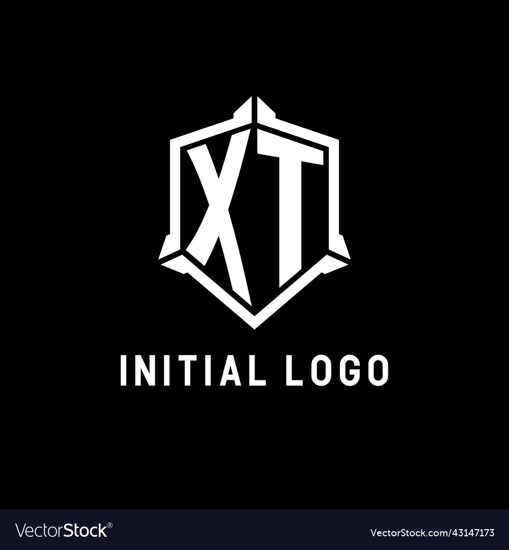 Xt logo initial with shield shape design style Vector Image Xt logo initial with shield shape design style