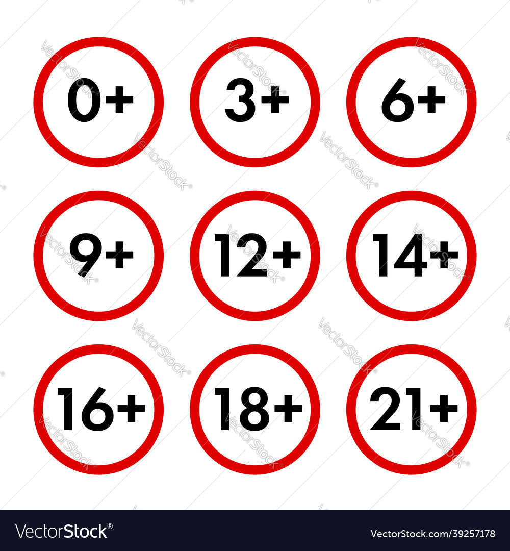 A set of signs for age restrictions from zero Vector Image