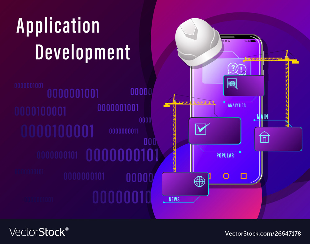 Application development banner Royalty Free Vector Image