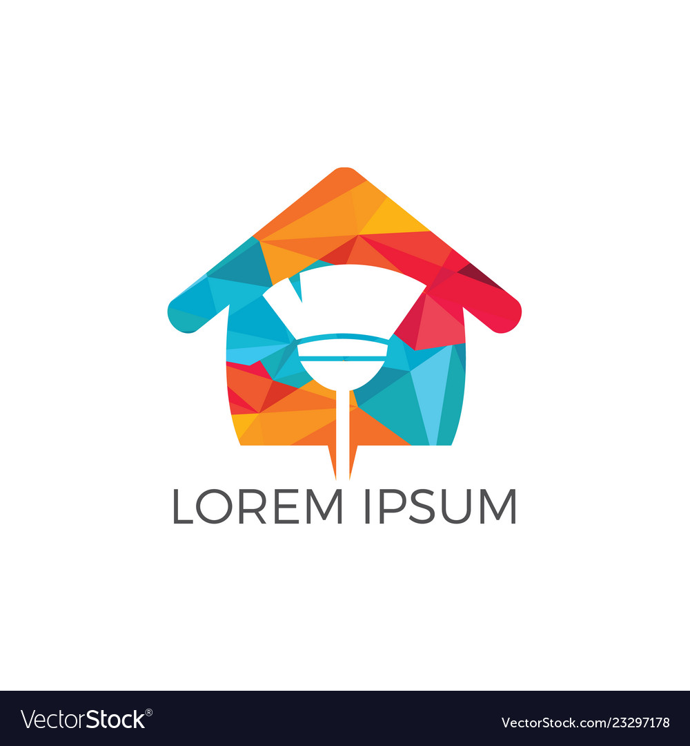 Cleaning house logo design Royalty Free Vector Image