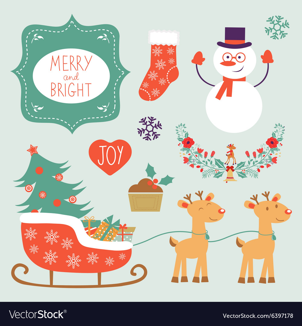 Colorful christmas collection with holiday