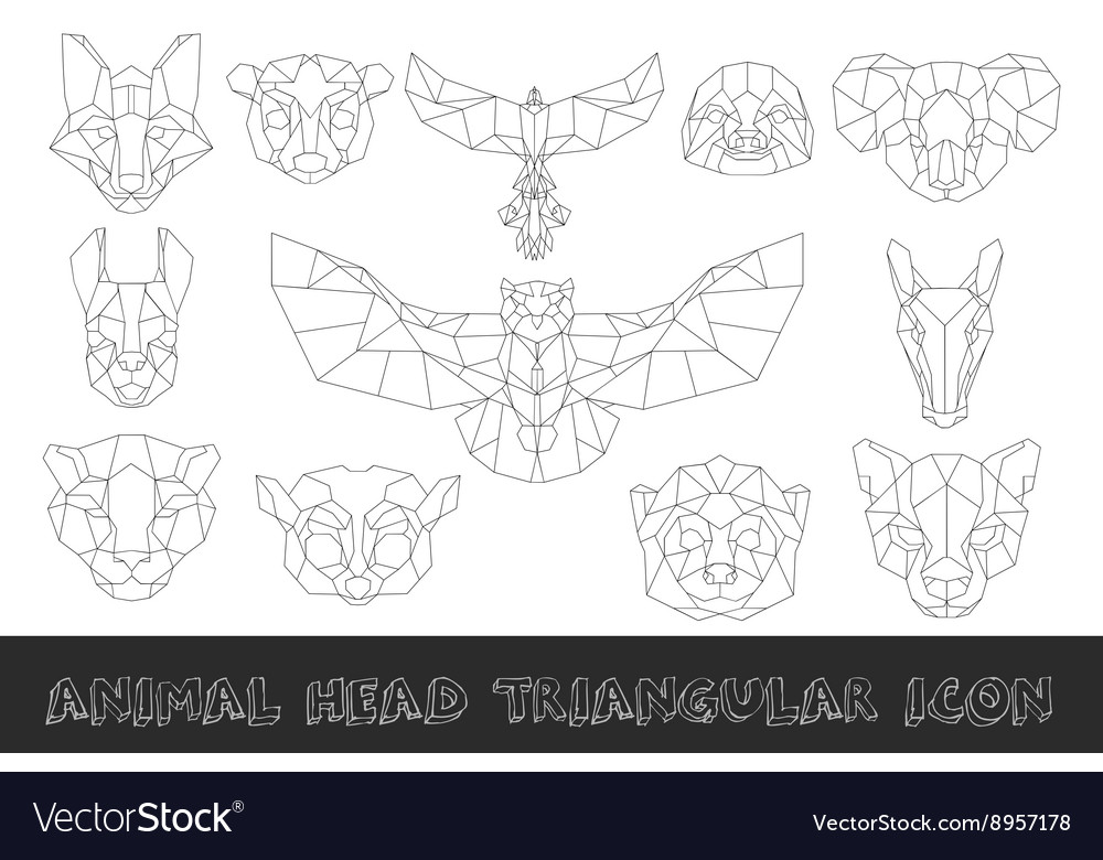 Geometric Animal Head Icons - Triangular