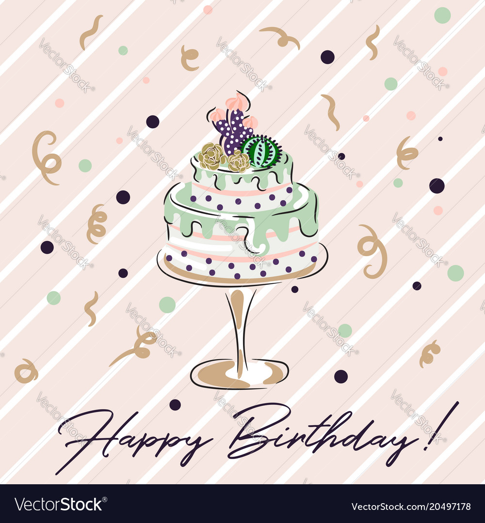 Happy birthday cacti cake card