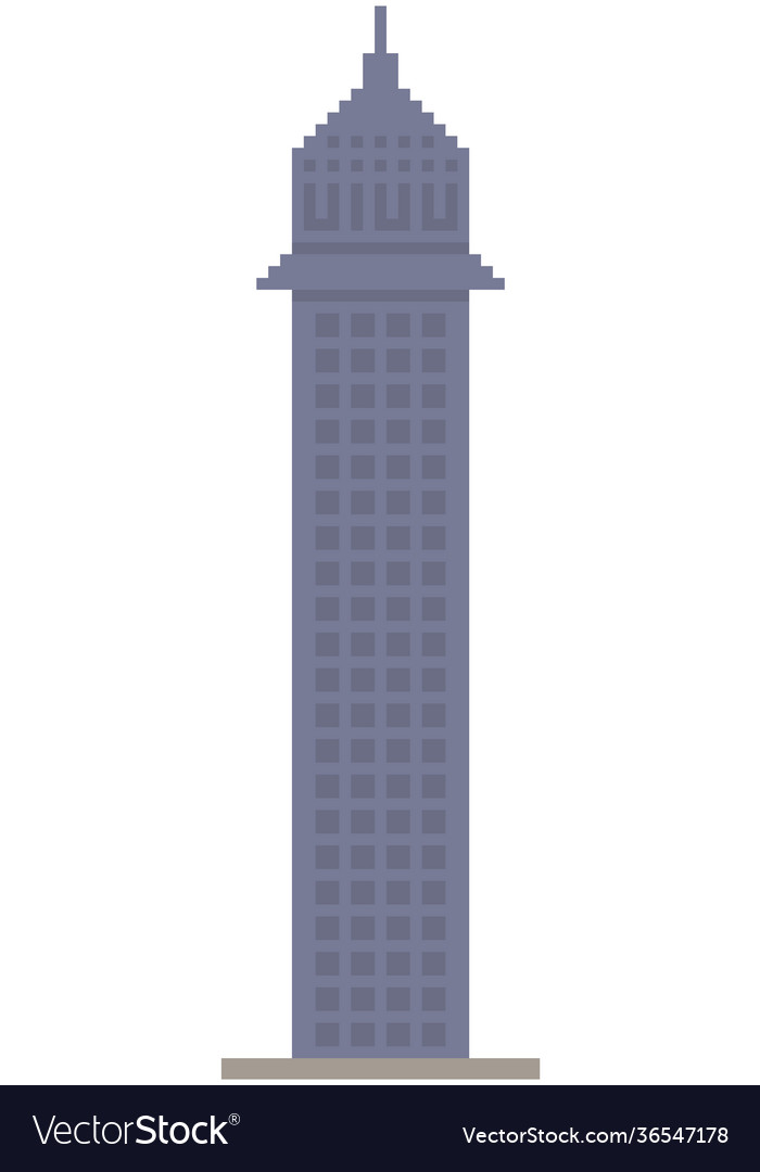 High rise building tower for computer pixel game vector image High rise building tower for computer pixel game