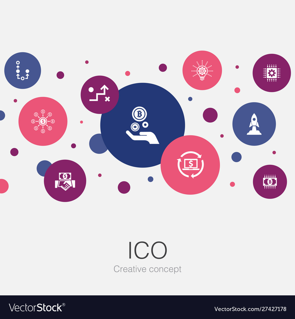 Ico trendy circle template with simple icons vector image Ico trendy circle template with simple icons