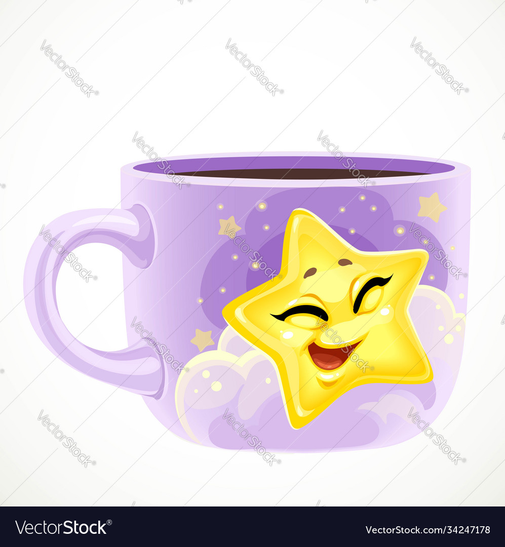 Large purple ceramic cup with cute cartoon baby Vector Image