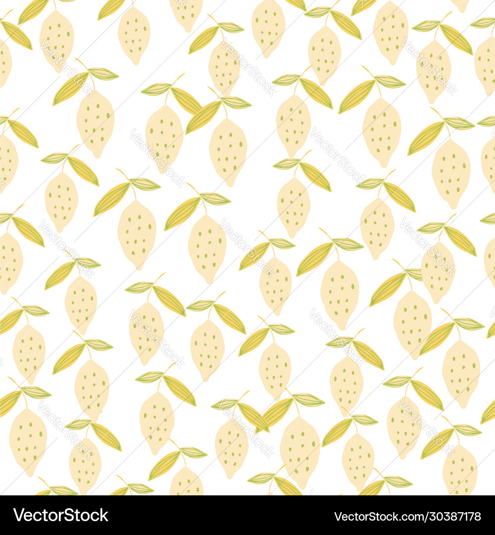 Lemon with leaf seamless pattern hand drawn Vector Image
