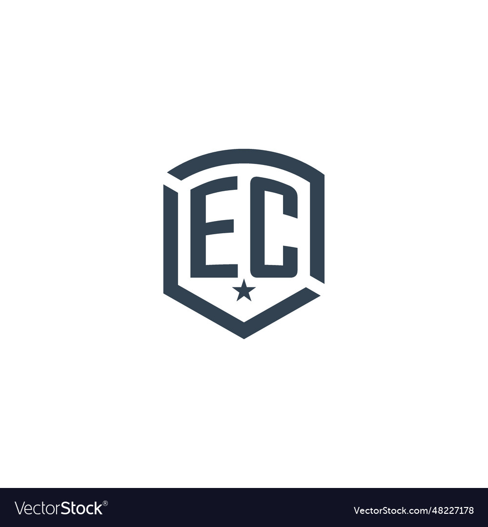 Monogram ec star shield logo design inspiration Vector Image