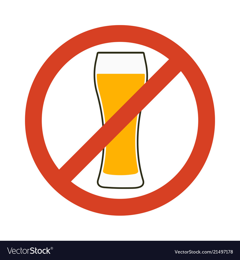 No alcohol sign prohibiting alcohol beverages Vector Image