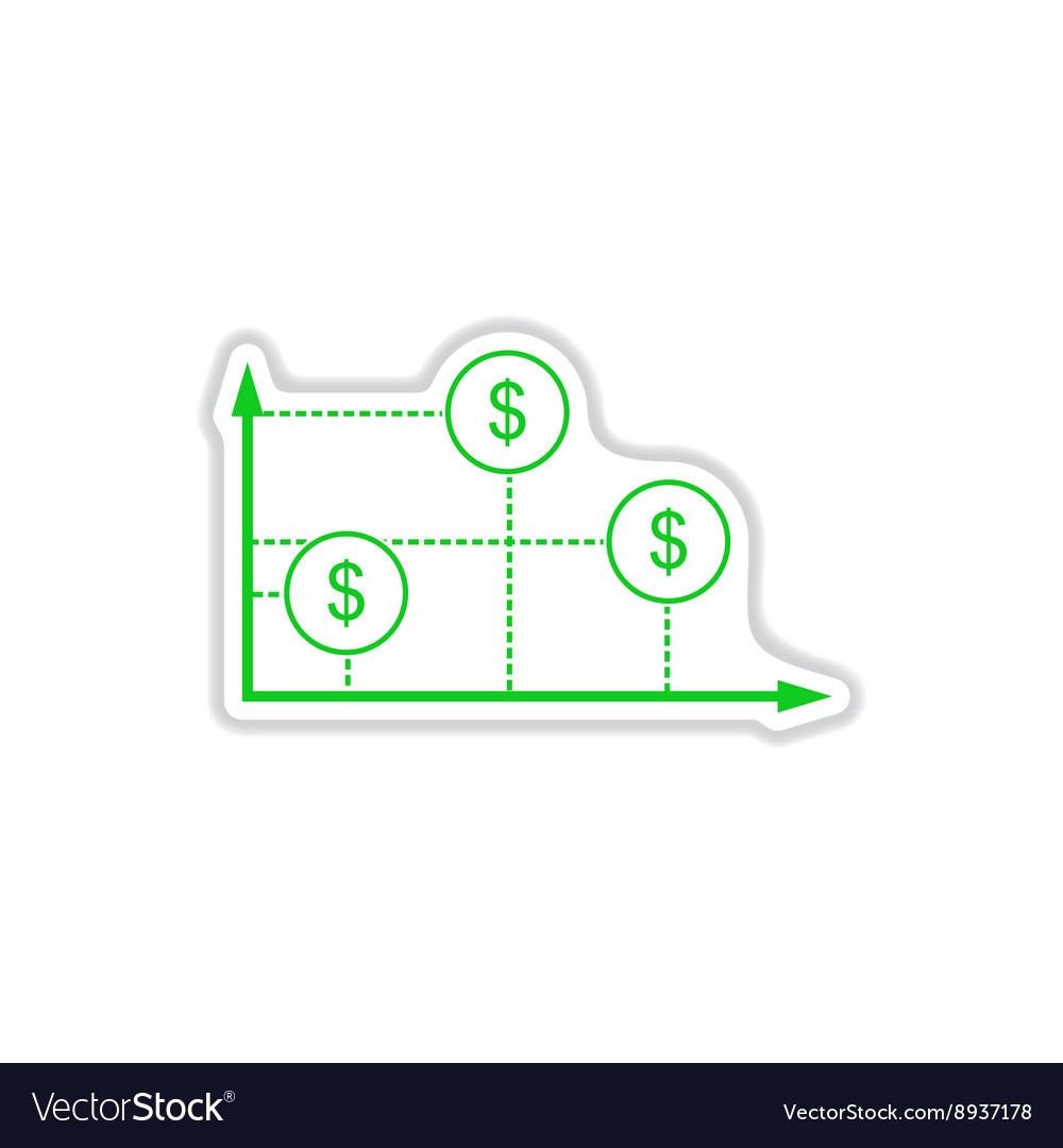 Papier Aufkleber auf weißem Hintergrund Finanzgraph