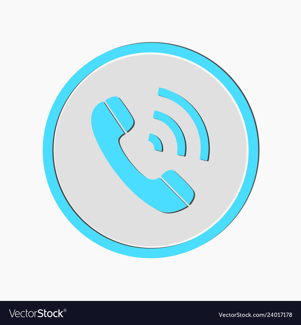 Phone call icon style is flat rounded symbol blue