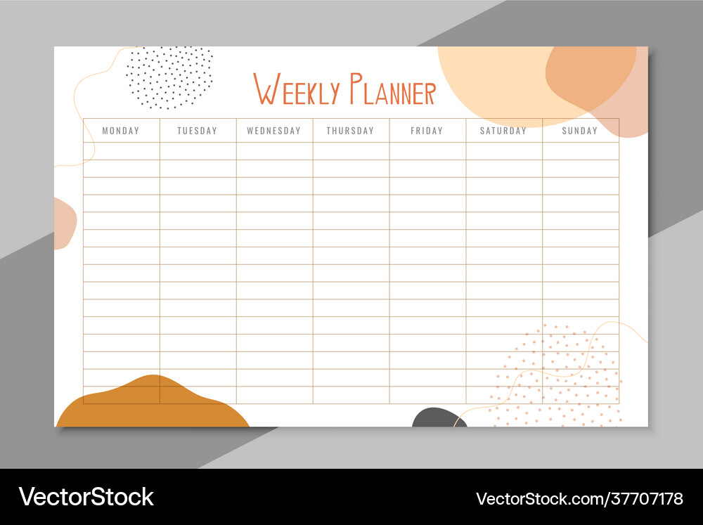 Planner template for one week Royalty Free Vector Image