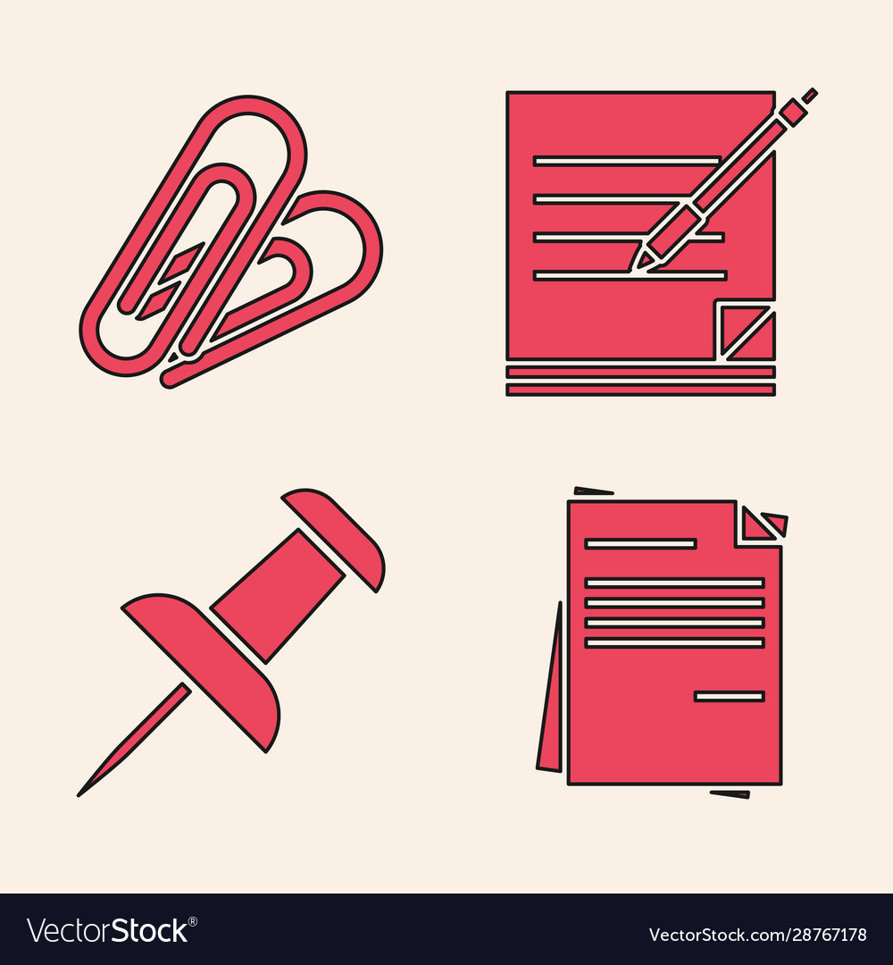 Set file document paper clip blank notebook vector image Set file document paper clip blank notebook