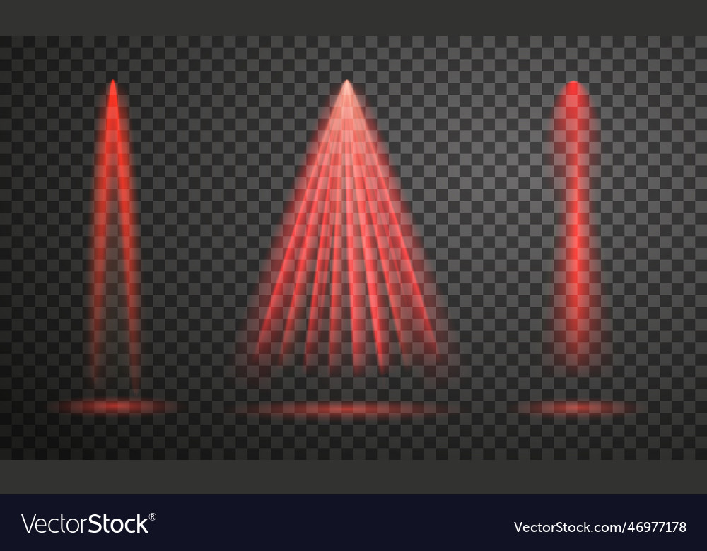 Set of various red projector light effect vector image Set of various red projector light effect