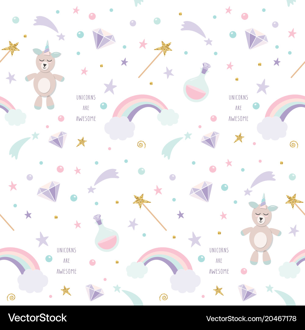 Unicorn magic seamless pattern background Vector Image