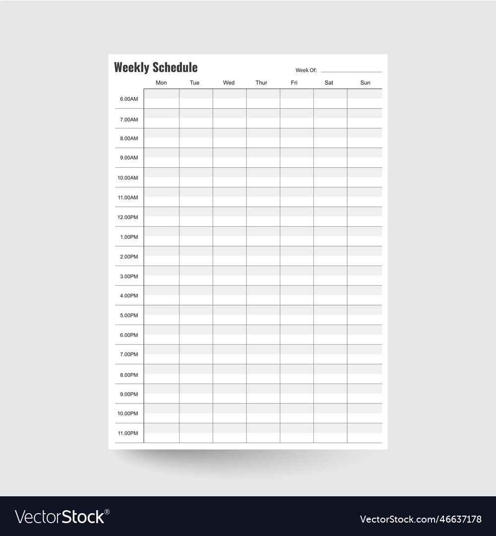 Weekly schedule Royalty Free Vector Image - VectorStock