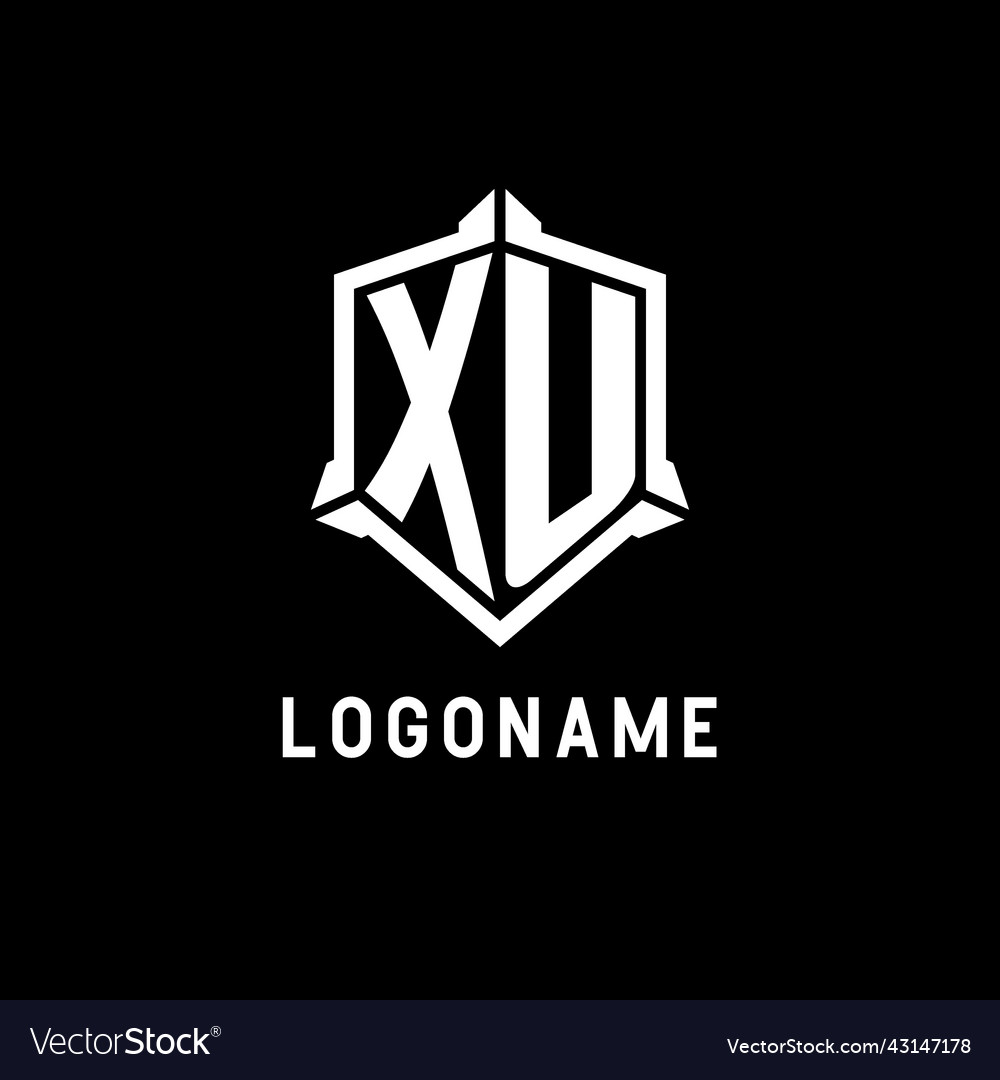 Xu logo initial with shield shape design style