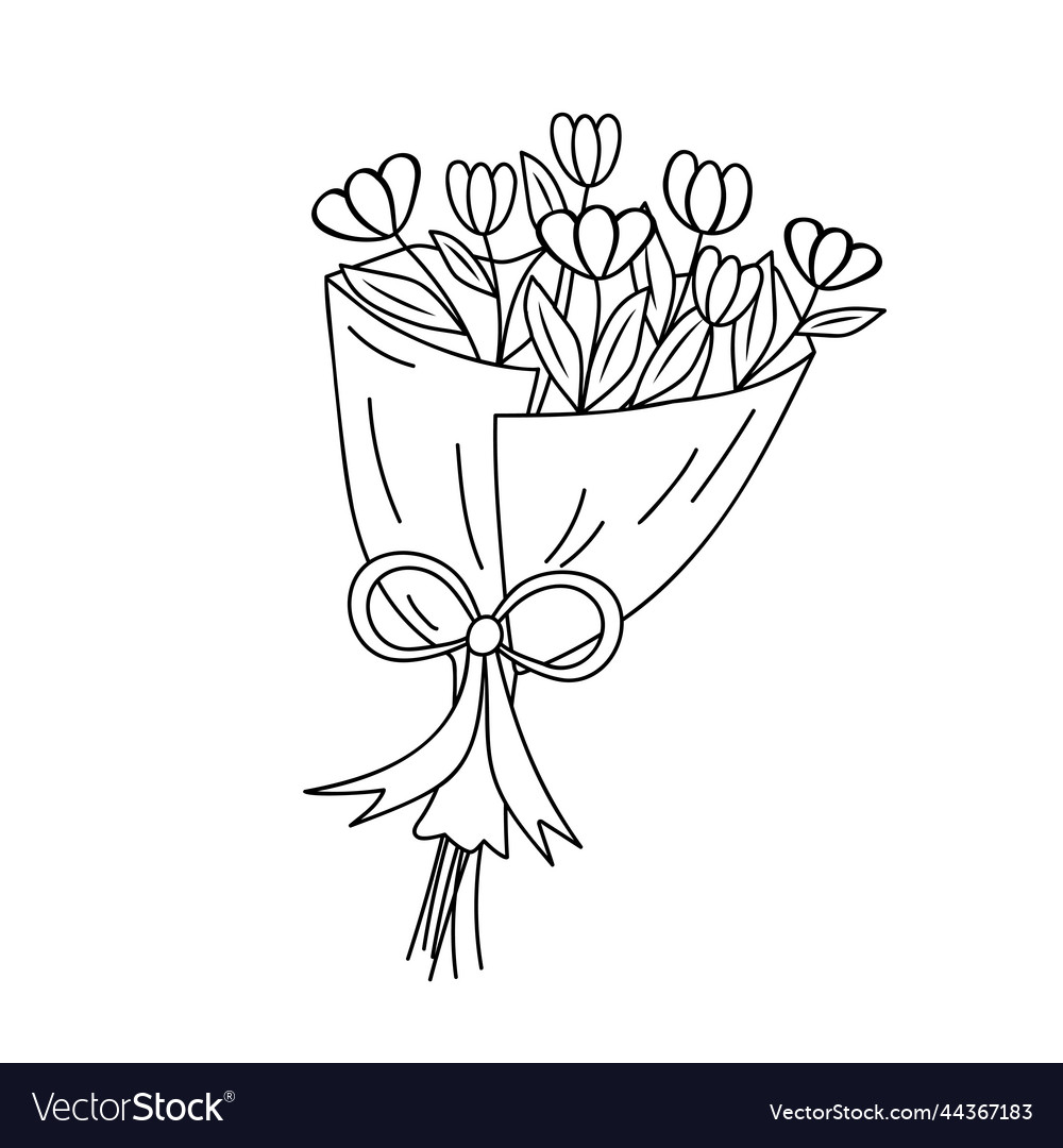 Bouquet of flowers in doodle style
