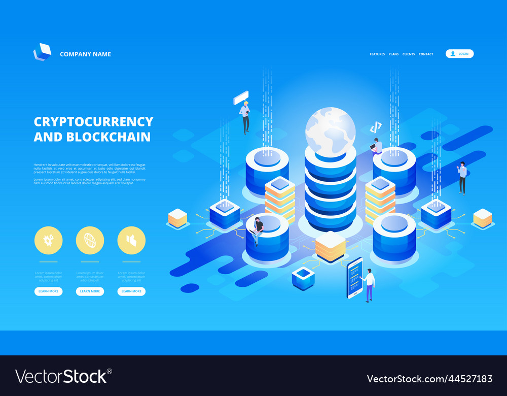 Cryptocurrency and blockchain isometric Vector Image Cryptocurrency and blockchain isometric