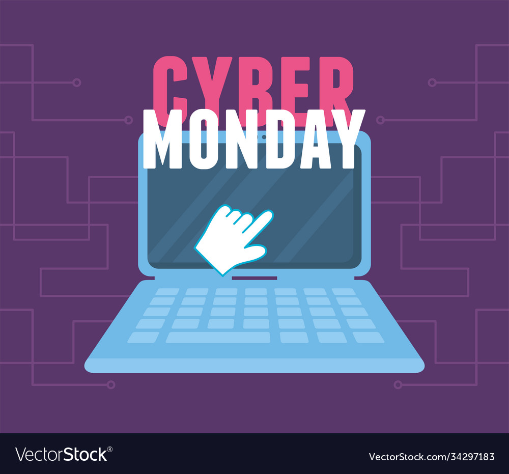 Cyber monday clicking laptop virtual commerce