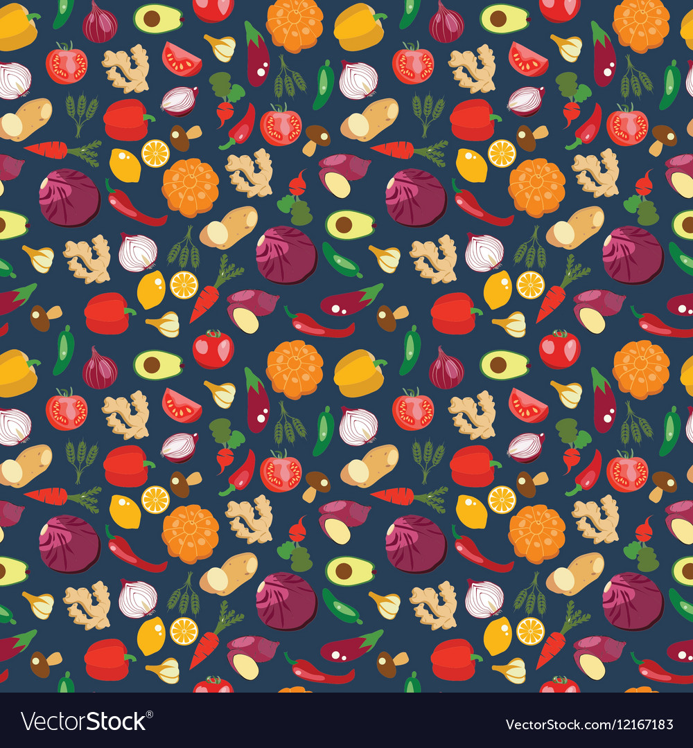 Fresh and healthy food Vegetables pattern Vector Image