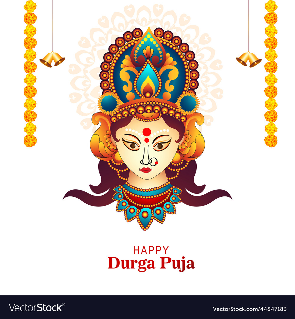 Happy durga puja indian cultural festival card Vector Image