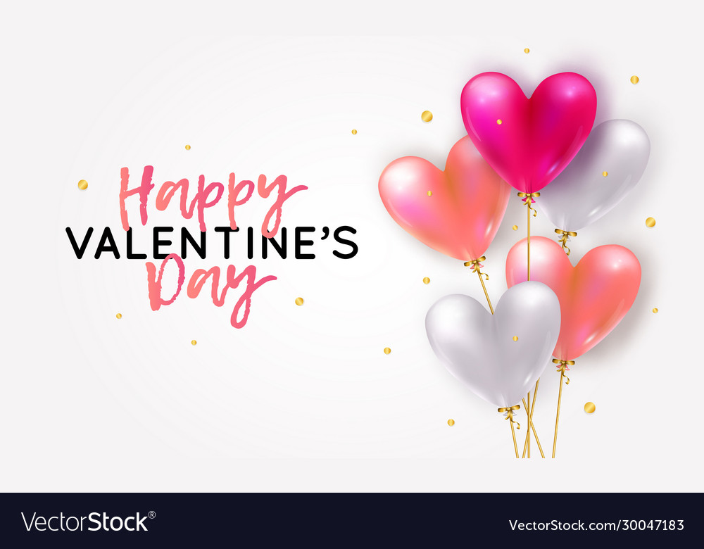 Holiday romantic with realistic 3d flying bunch Vector Image