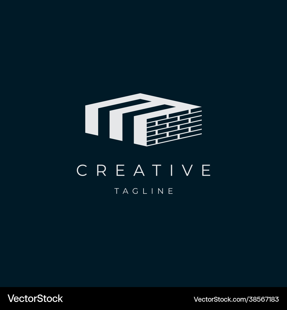 Initial letter m building logo Royalty Free Vector Image