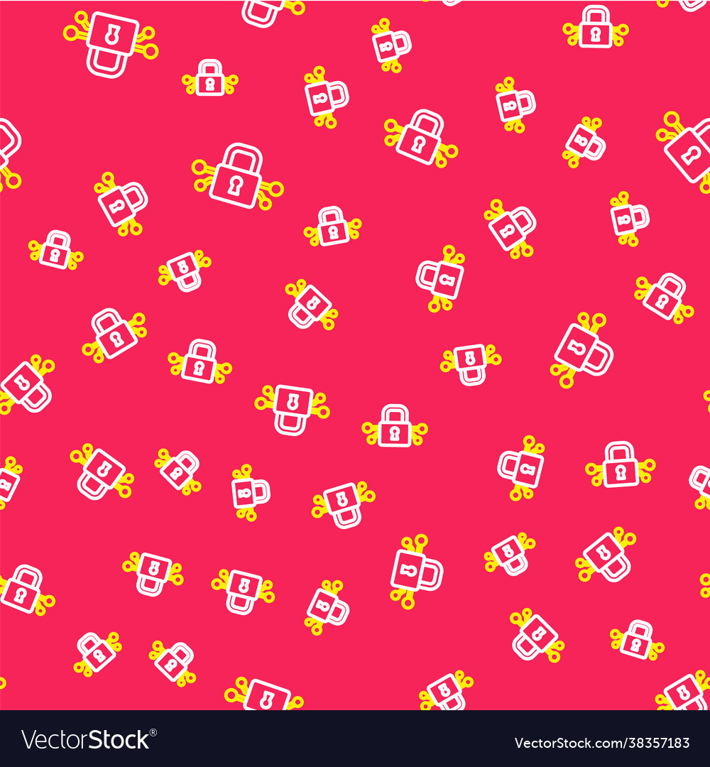 Line cyber security icon isolated seamless pattern