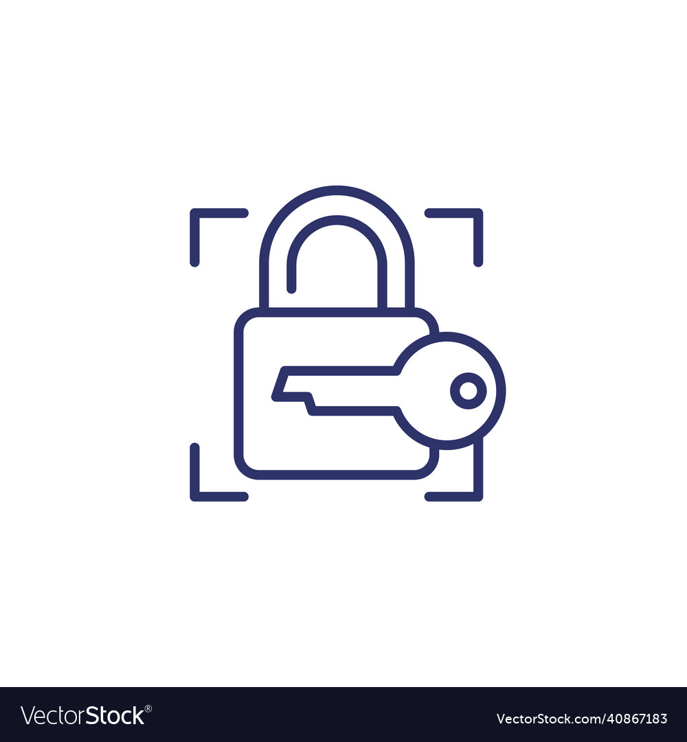 Lock and key line icon on white