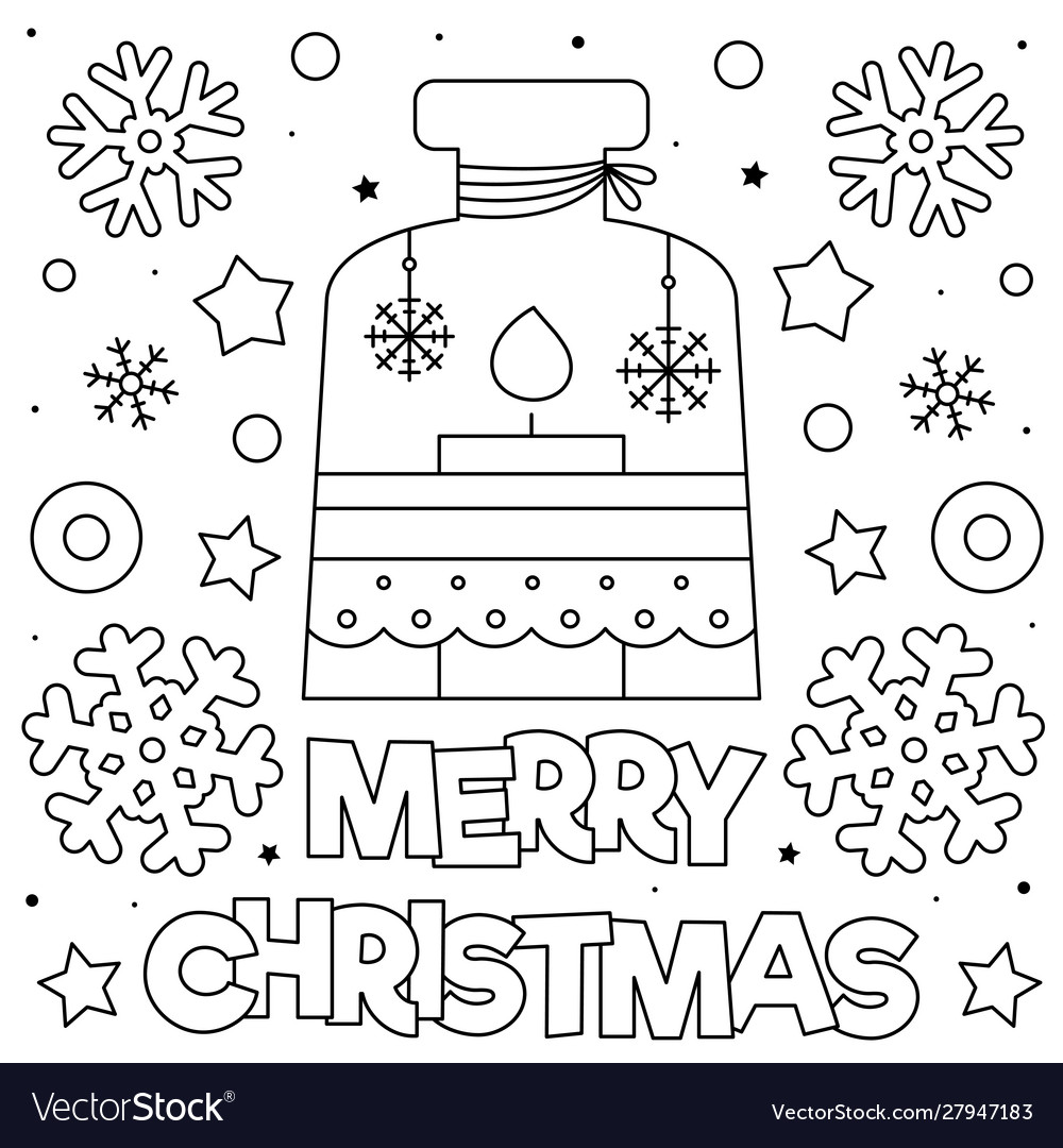 Merry christmas coloring page black and white Vector Image