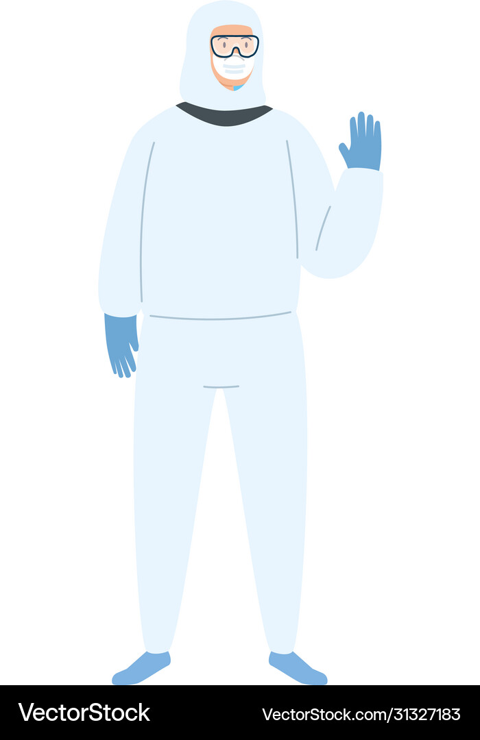 Person with biohazard suit protection isolated Vector Image