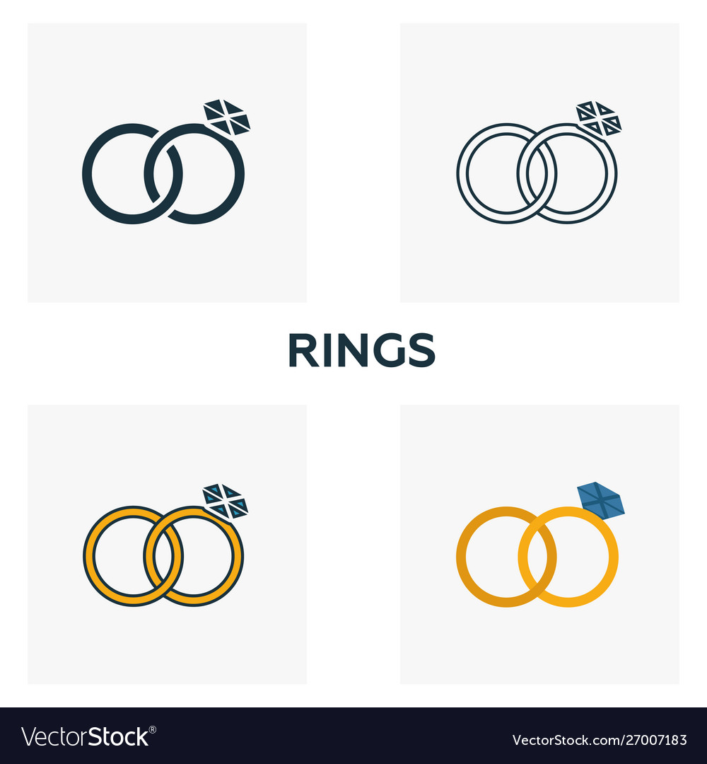 Rings icon set four elements in different styles Vector Image Rings icon set four elements in different styles
