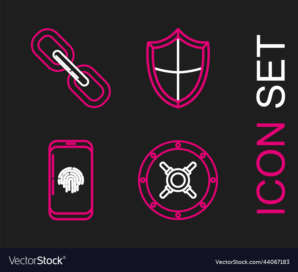 Set line safe smartphone with fingerprint scanner Vector Image Set line safe smartphone with fingerprint scanner