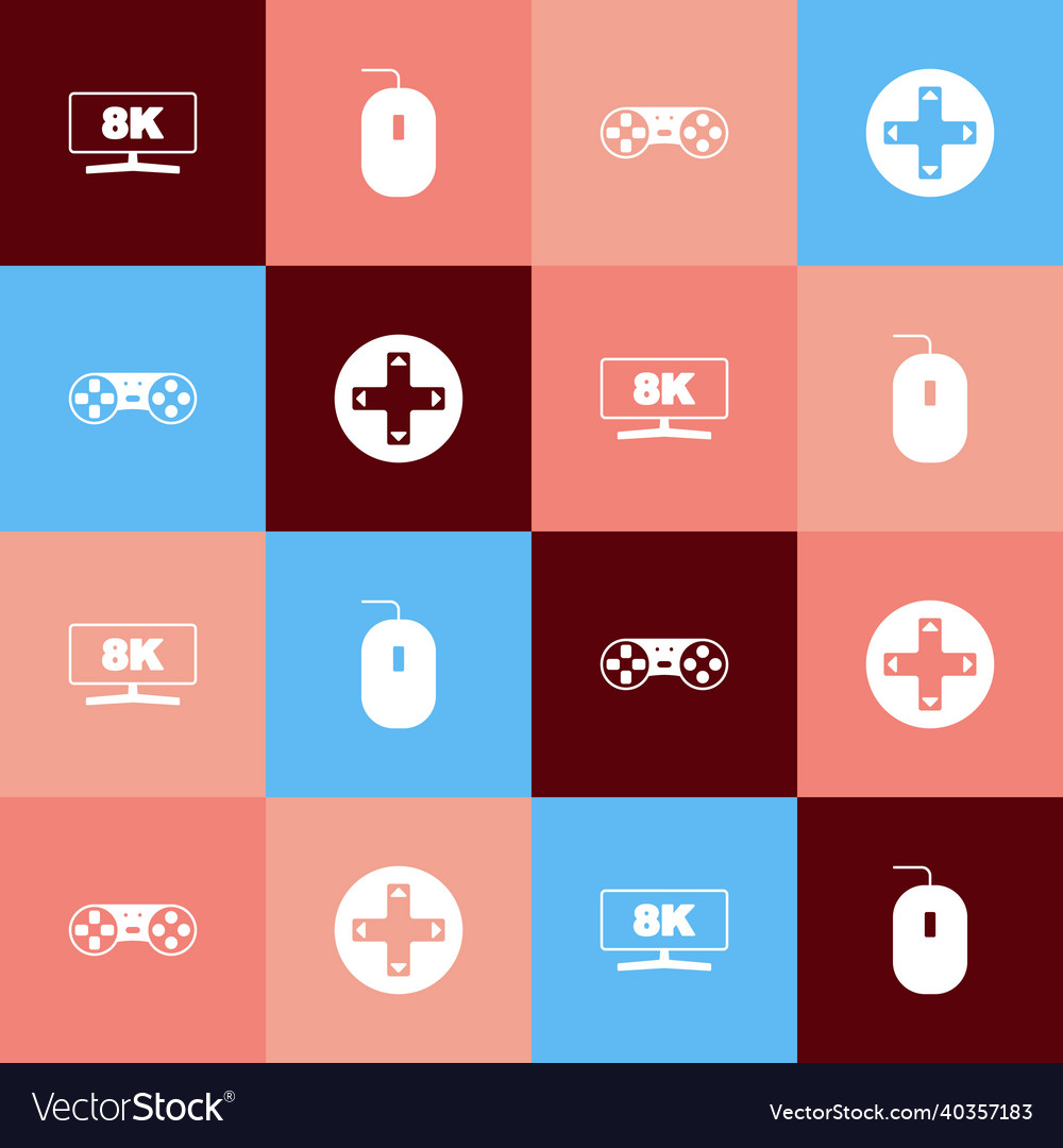 Set pop art computer monitor mouse game vector image Set pop art computer monitor mouse game
