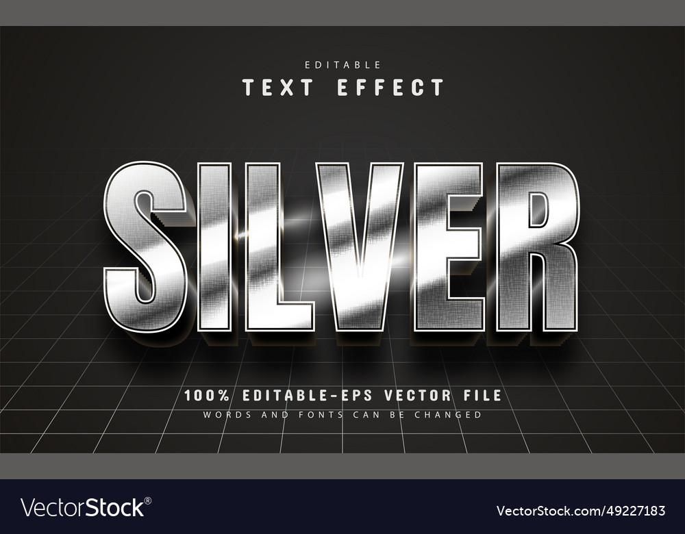 Silver 3d editable text effect vector image Silver 3d editable text effect