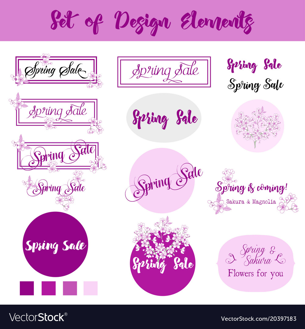 Spring sale background set of design elements