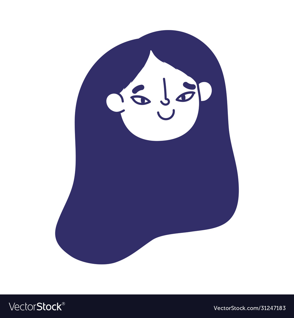 Young woman face cartoon character female icon