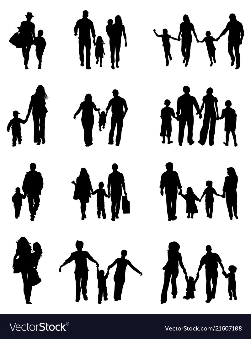 Black silhouettes of families Royalty Free Vector Image