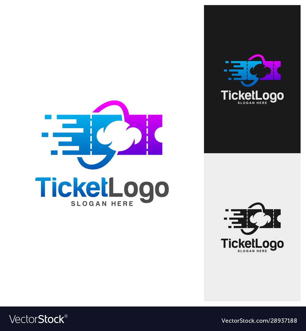 Cloud ticket logo template design emblem