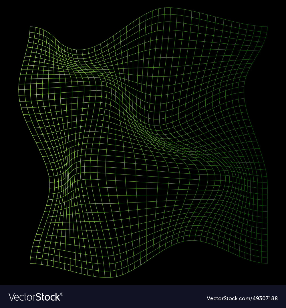 Distorted neon grid pattern wireframe wave