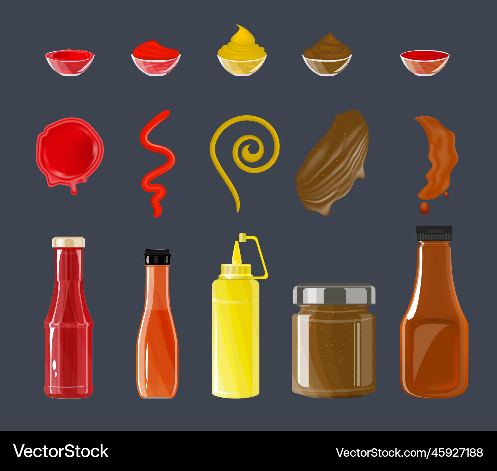 Flat sauces set Royalty Free Vector Image - VectorStock