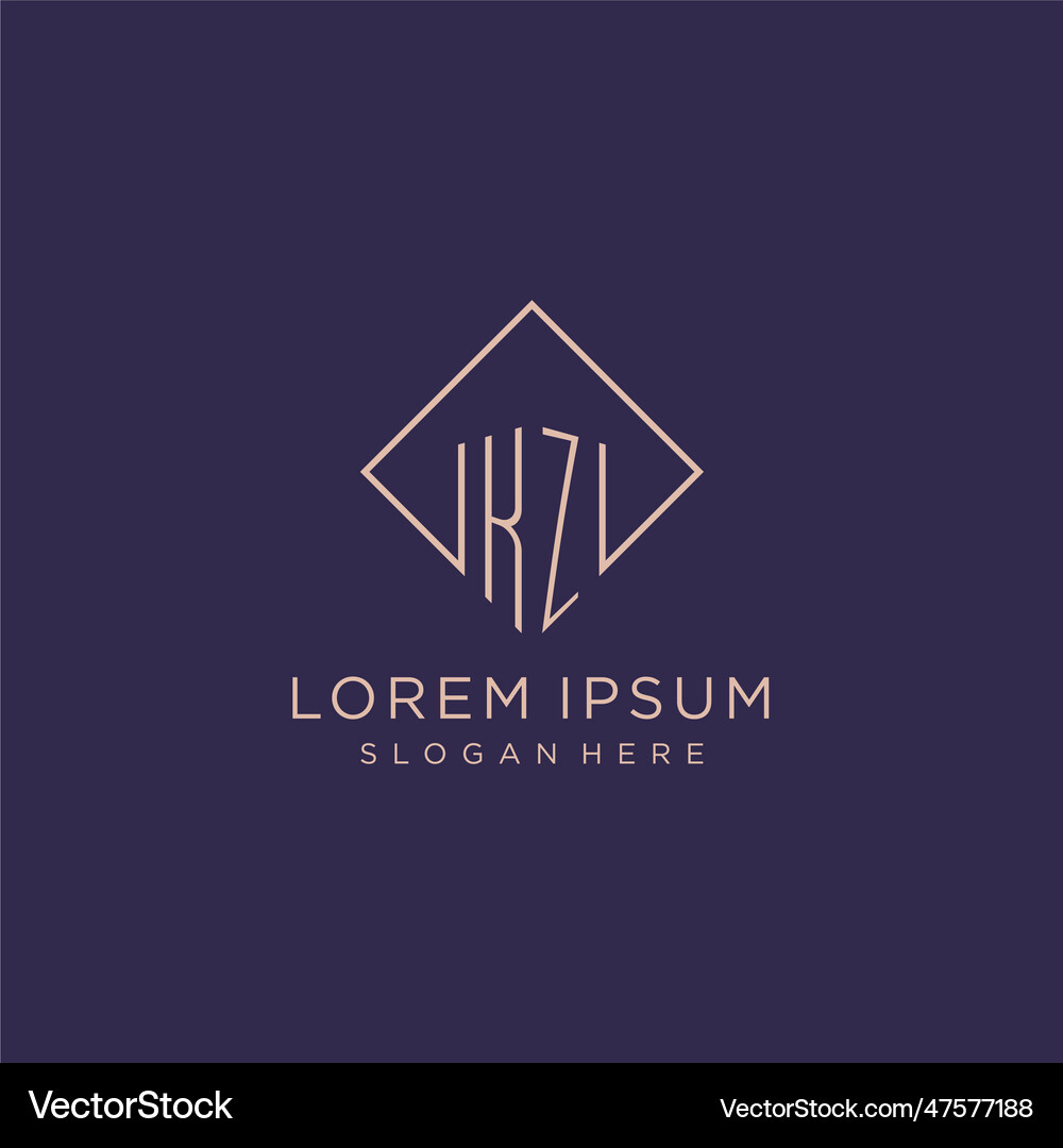 Initials kz logo monogram with rectangle style Vector Image