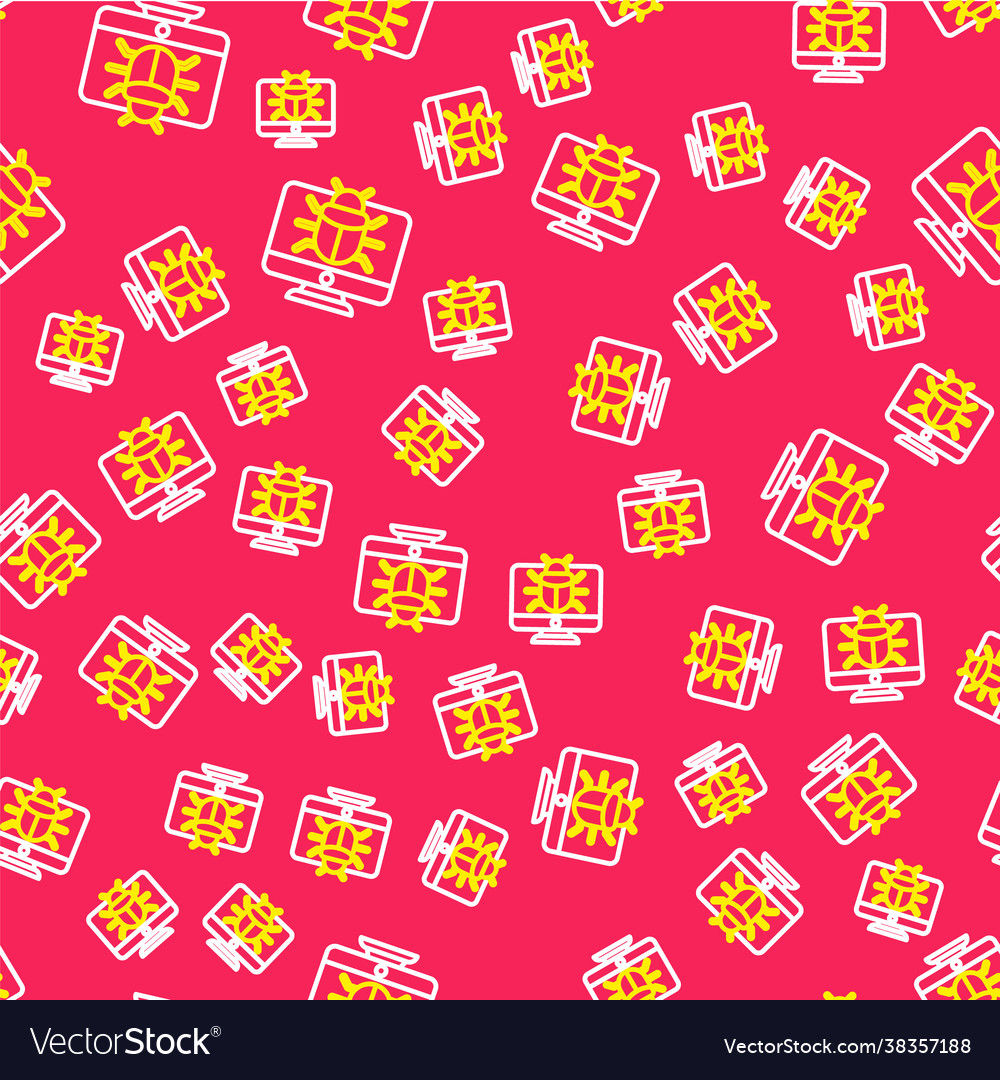 Line system bug on monitor icon isolated seamless vector image Line system bug on monitor icon isolated seamless